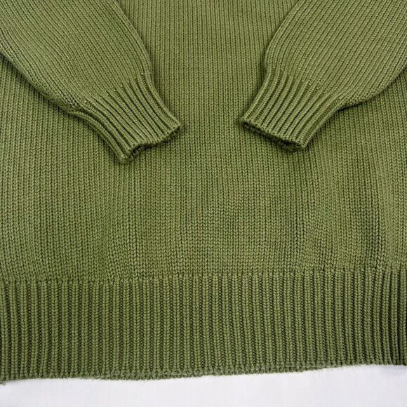 L’Academie Olive Green Mock Neck Wool Blend Chunky Knit Tunic Sweater Women XS - Picture 5 of 10